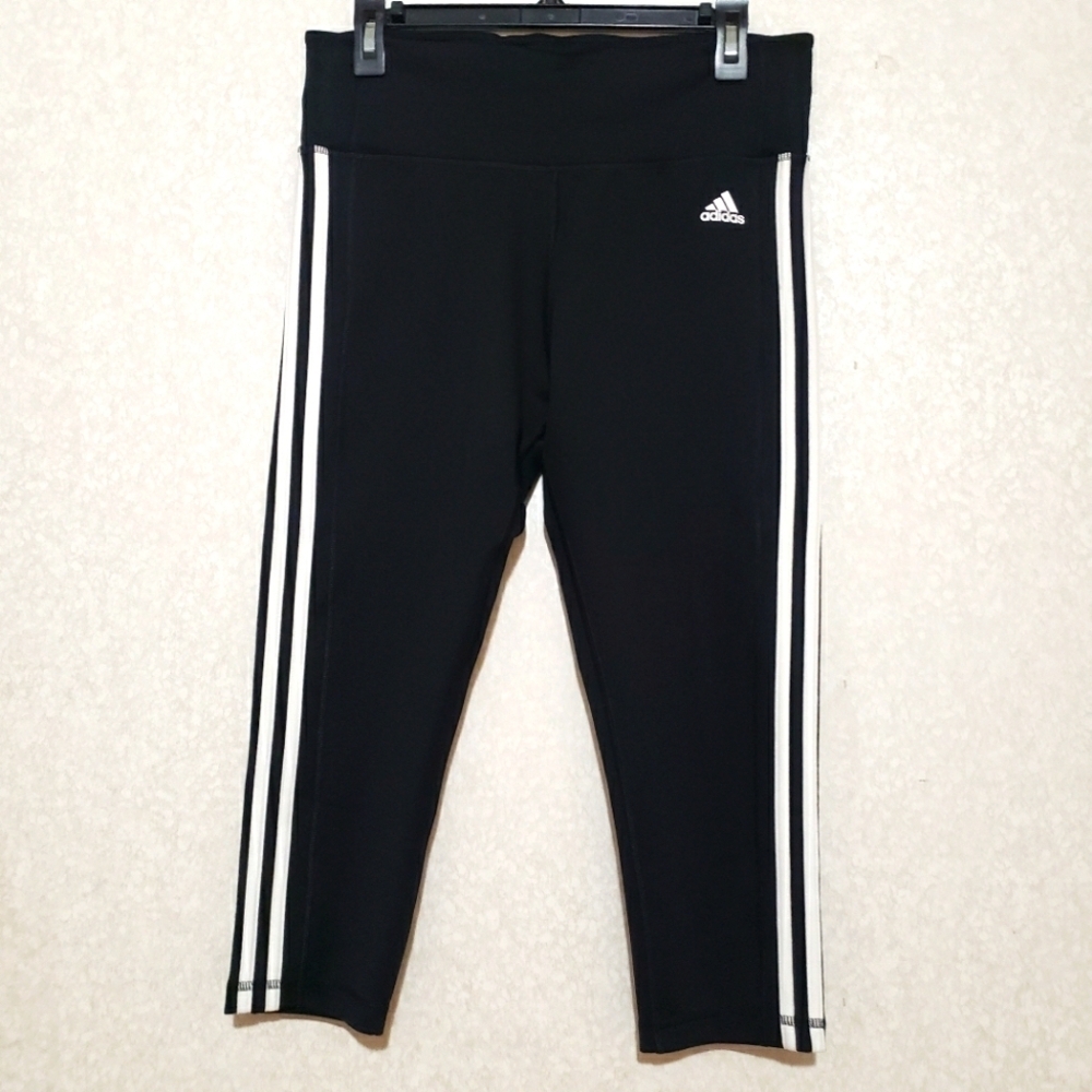 Adidas Black Leggings with White Stripes...size:L